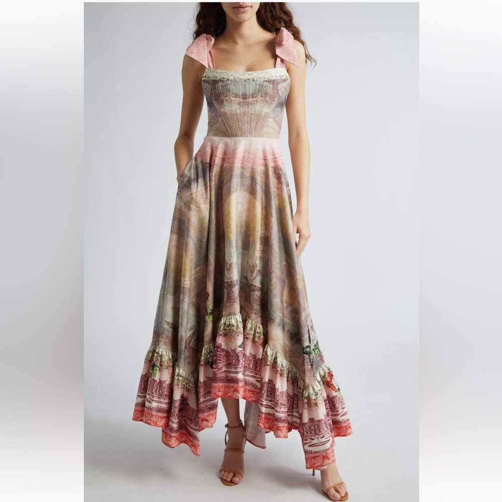 NWOT Alice + Olivia Rosalee Tie Strap Bustier Maxi Dress